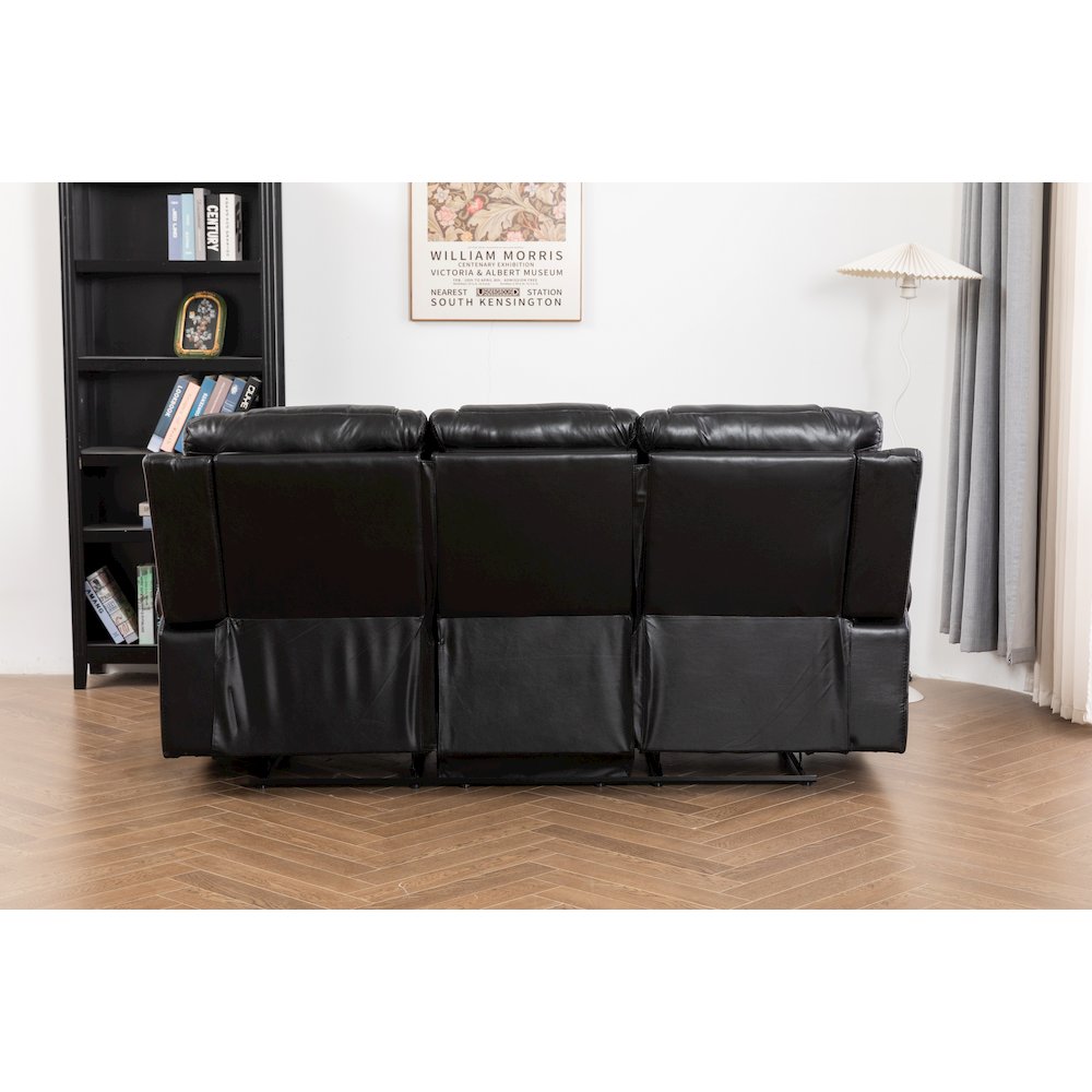 Ilyiano Two Tone Faux Leather Livingroom Reclining Sofa In Black. Picture 5