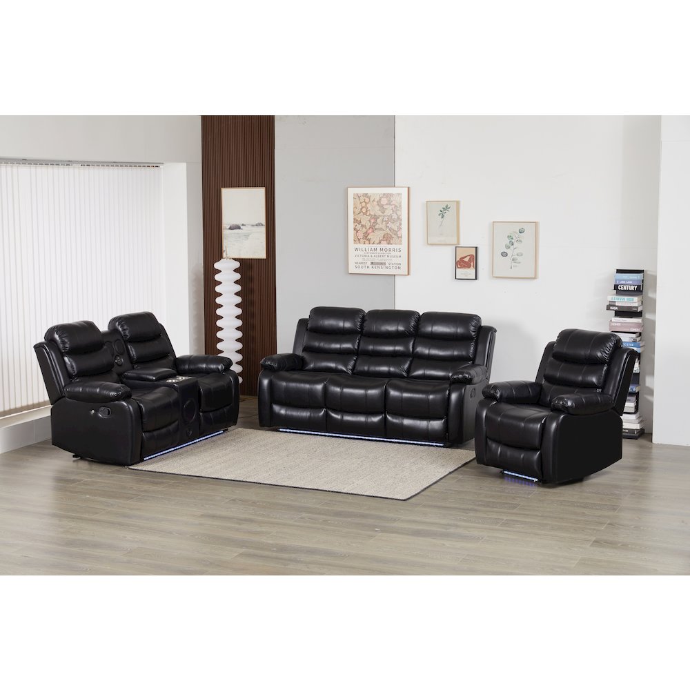 Faux Leather Manual Reclining Sofa Set – 3-Piece Home Theater Seating. Picture 1