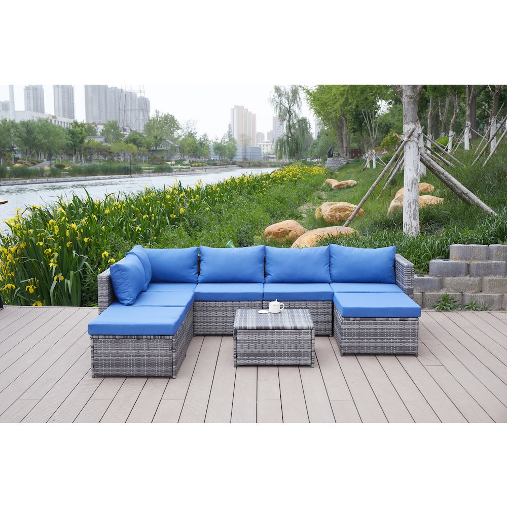 101'' Wicker Outdoor Patio Sectional. Picture 3
