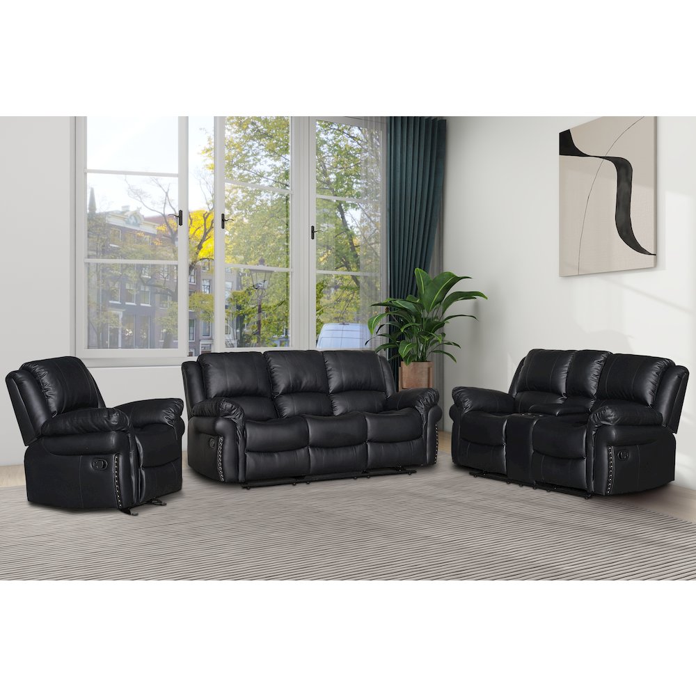 Dontiavion 3-Piece Faux Leather Living Room Set. Picture 1