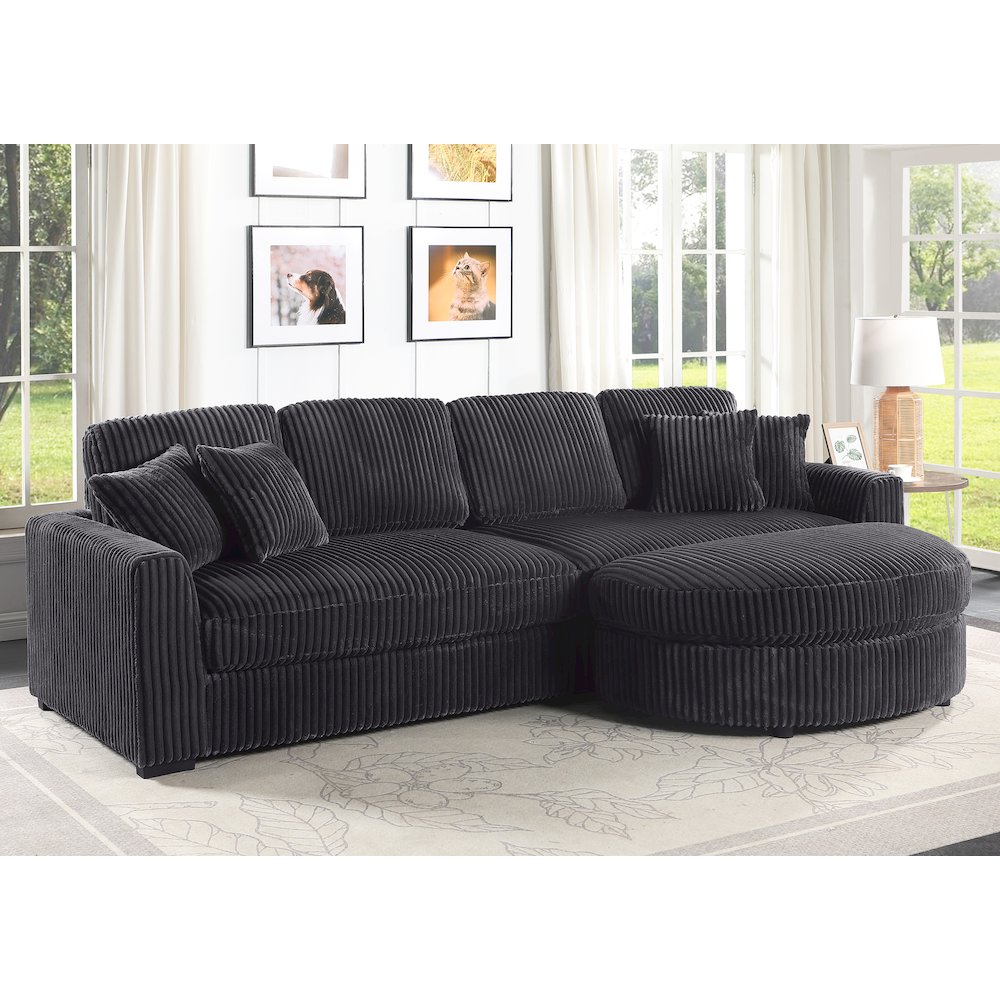Oversized 111 Inch Wide Corduroy 3pc Sectional. Picture 1
