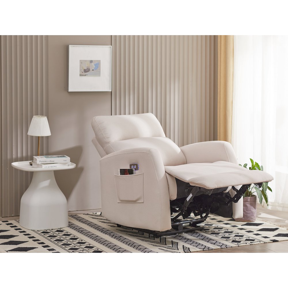 Kingway Arindel Fabric Power Recliner With USB in Beige. Picture 5