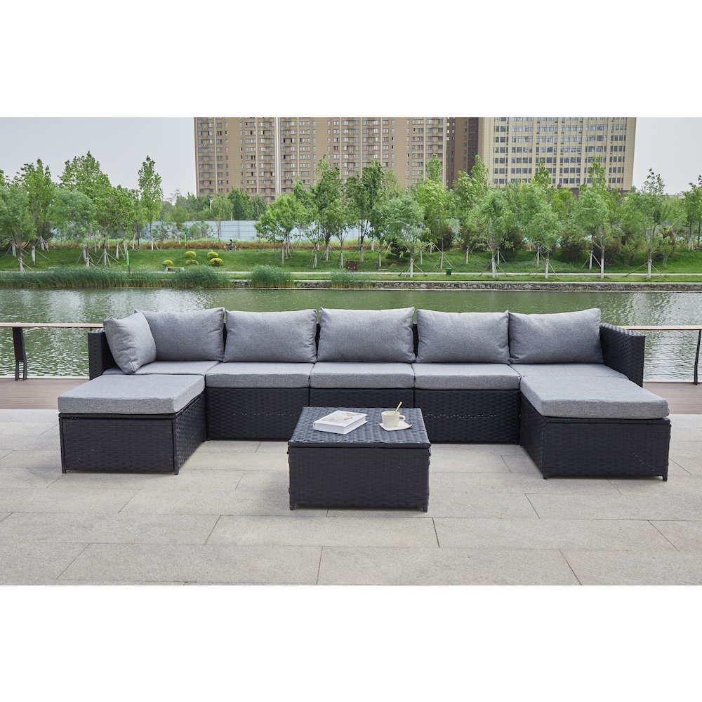 101'' Wicker Outdoor Patio Sectional. Picture 11