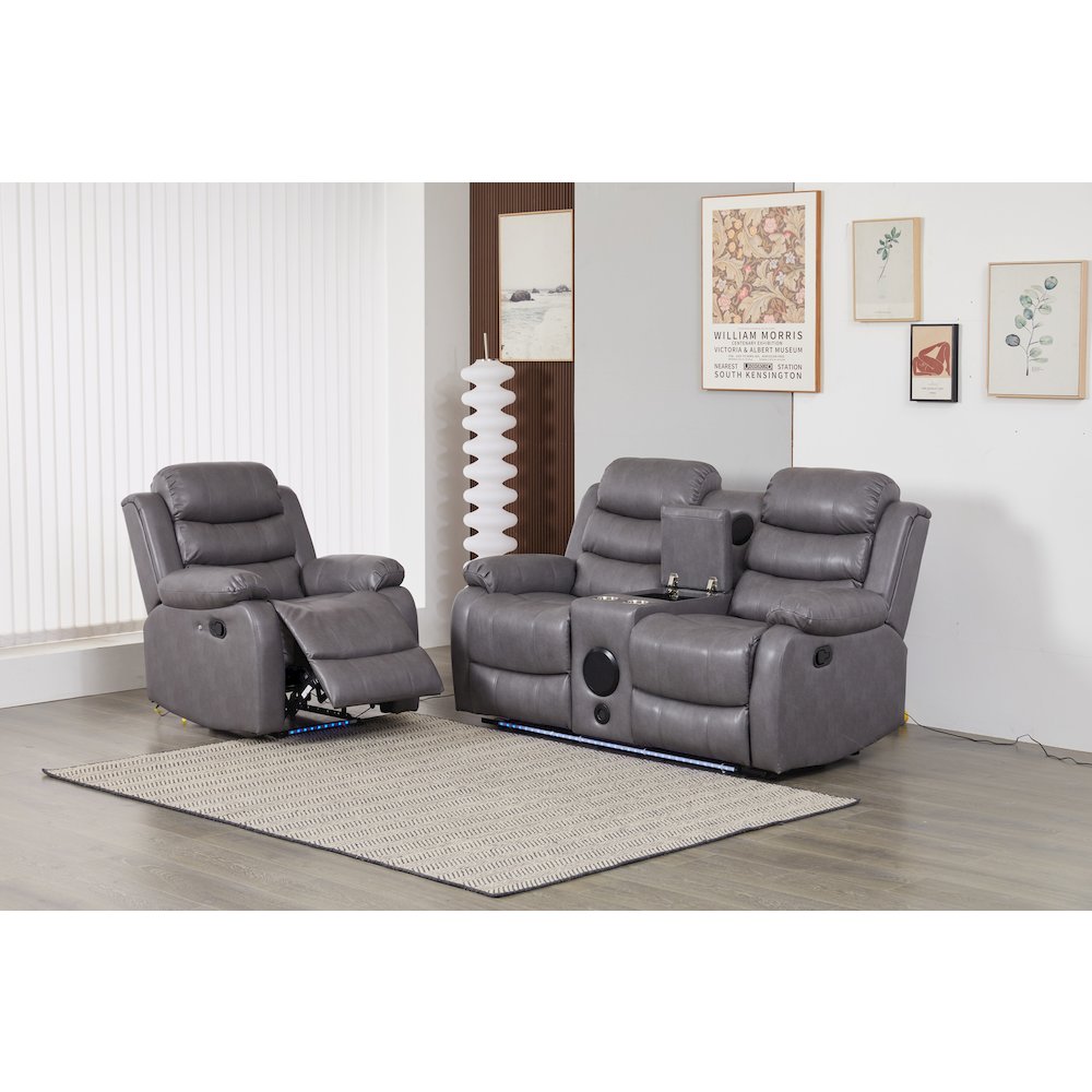 Faux Leather Manual Reclining Sofa Set – Two-Piece Home Theater Seating. Picture 2