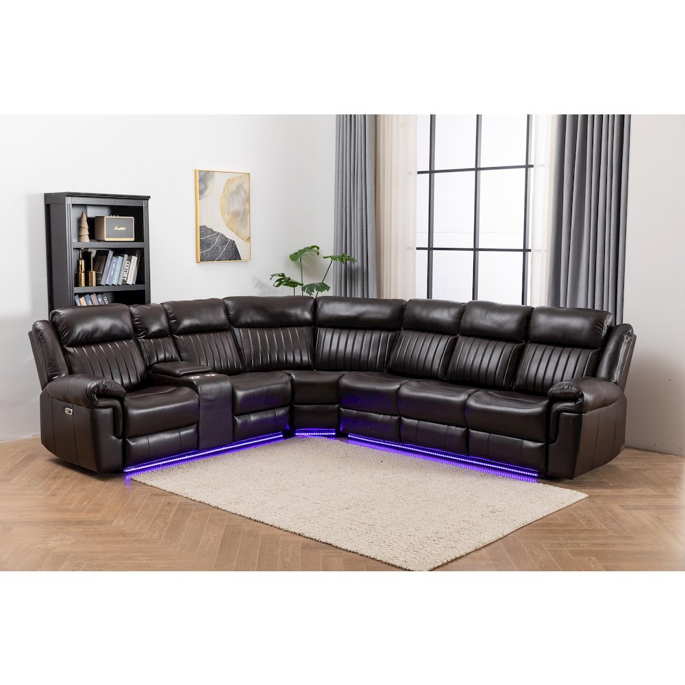 Raonne 3 - Piece Vegan Leather Power Reclining Sectional. Picture 1
