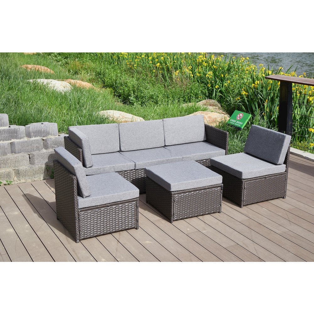 4-Piece Wicker Patio Furniture Sets Outdoor Sectional Sofa Set Sectional. Picture 7