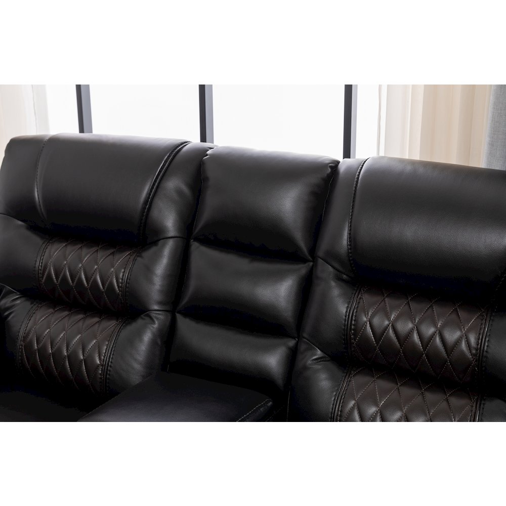 Ilyiano Two Tone Faux Leather Livingroom Reclining Loveseat In Black. Picture 8