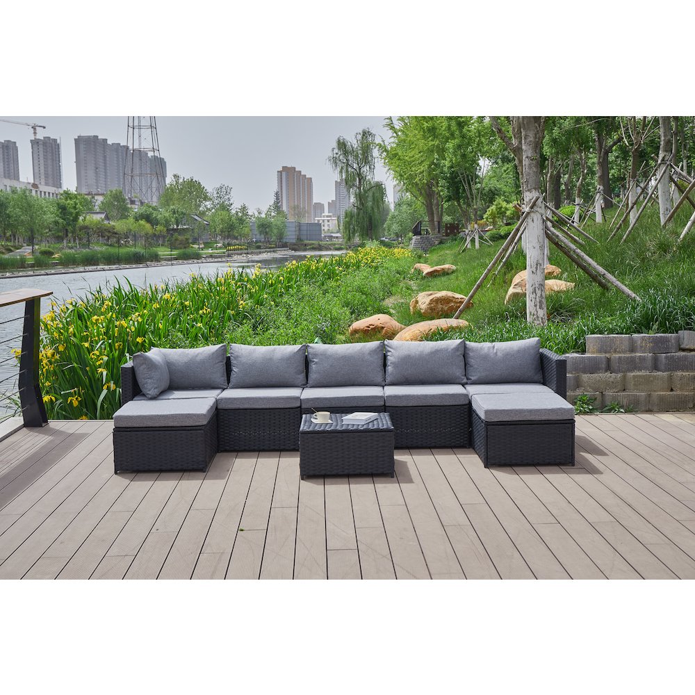 101'' Wicker Outdoor Patio Sectional. Picture 5