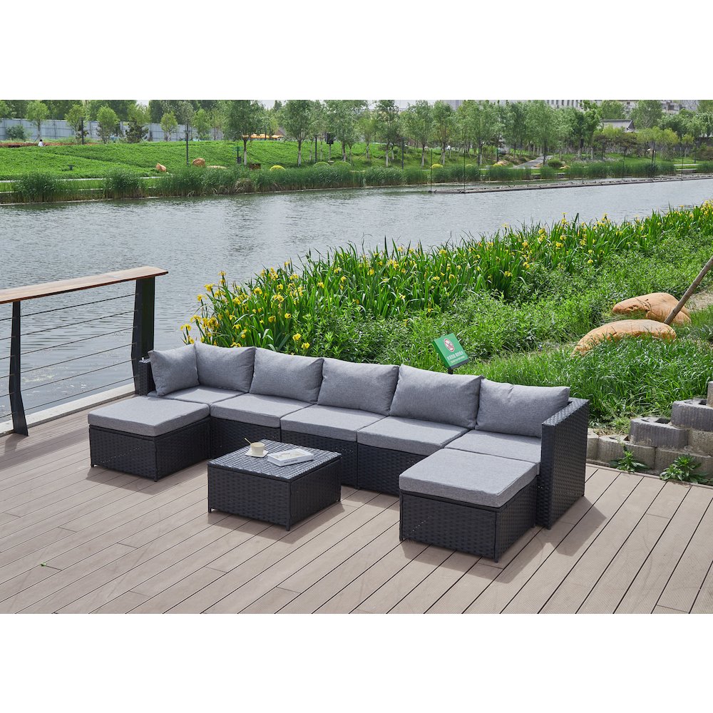 101'' Wicker Outdoor Patio Sectional. Picture 3
