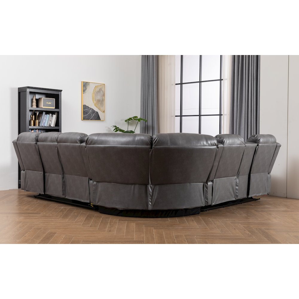 Donivi LED Faux Leather Reclining Sectional. Picture 5