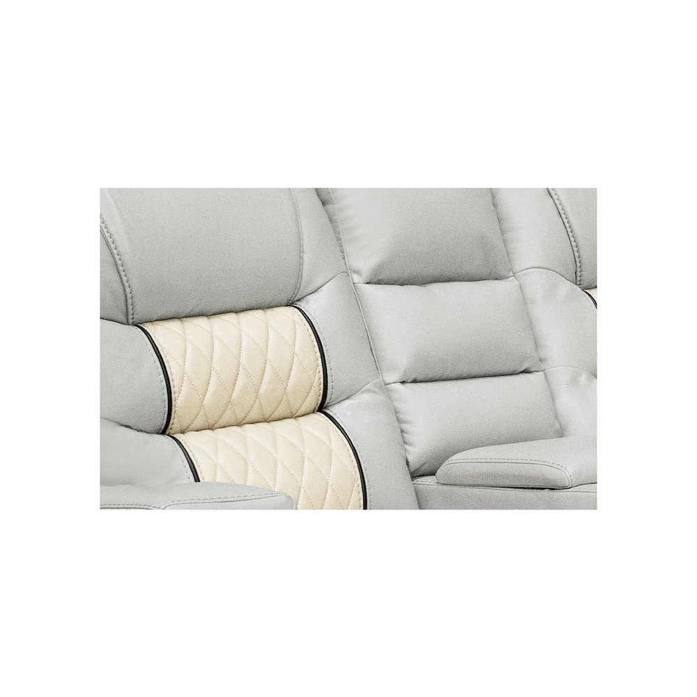 Ilia Two Tone Faux Leather Power Reclining Sectional with Console  & Cup Holder. Picture 8