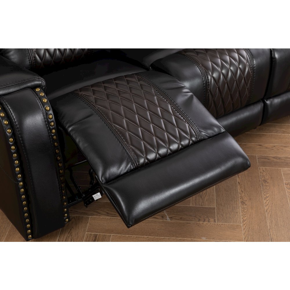 Ilyiano Two Tone Faux Leather Livingroom Reclining Sofa In Black. Picture 6