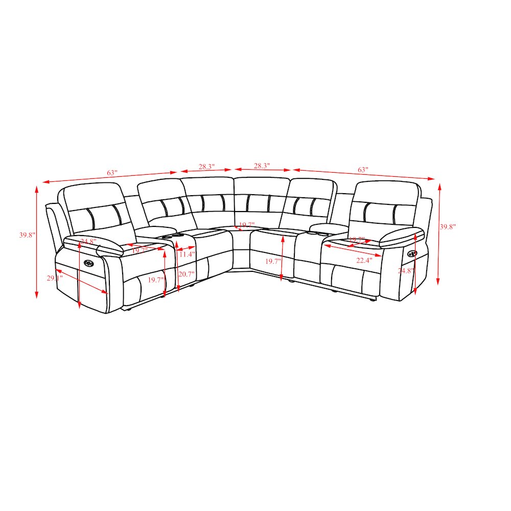 Modern Reclining Sectional Sofa with Cup Holders & Storage. Picture 15