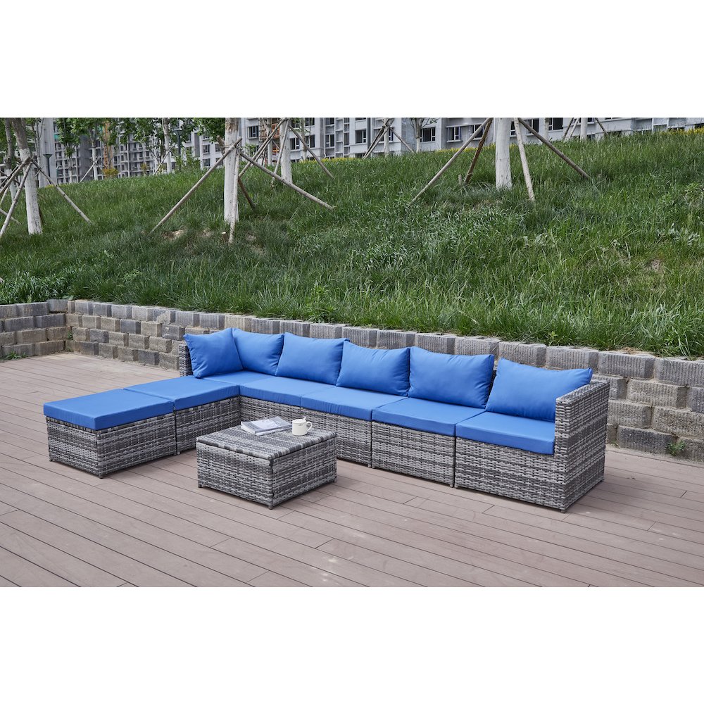 101'' Wicker Outdoor Patio Sectional. Picture 11