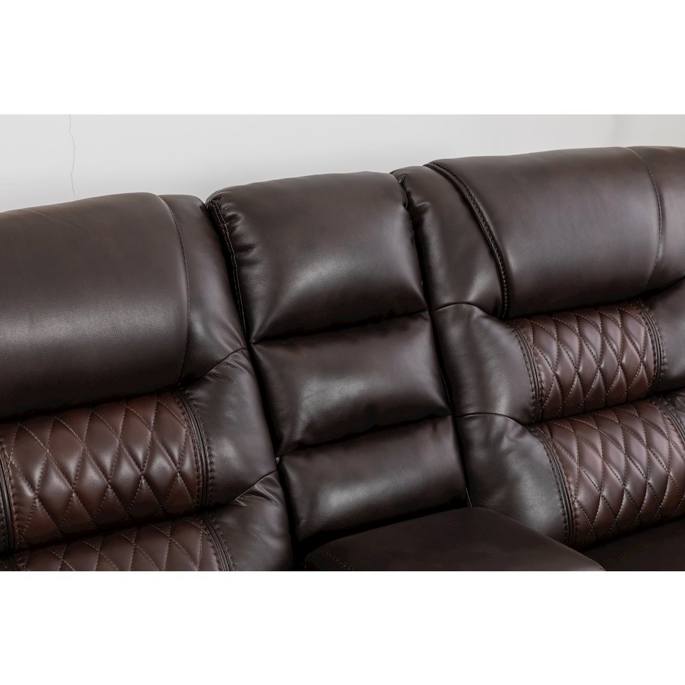 Ilyiano Two Tone Faux Leather 3-Piece Livingroom Reclining Set In Brown. Picture 3