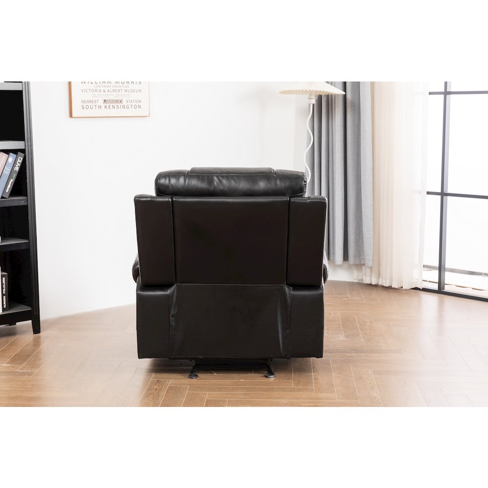 Ilyiano Two Tone Faux Leather 3-Piece Livingroom Reclining Set In Black. Picture 5