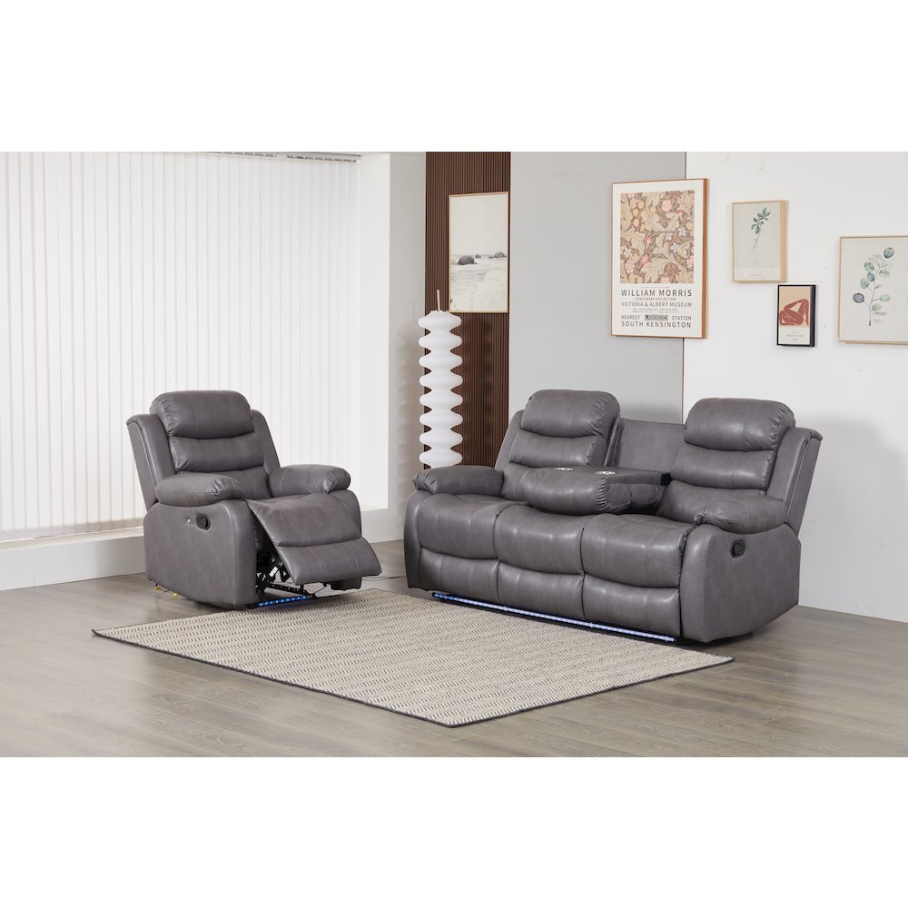 Faux Leather Manual Reclining Sofa Set – 2PC Home Theater Seating. Picture 2