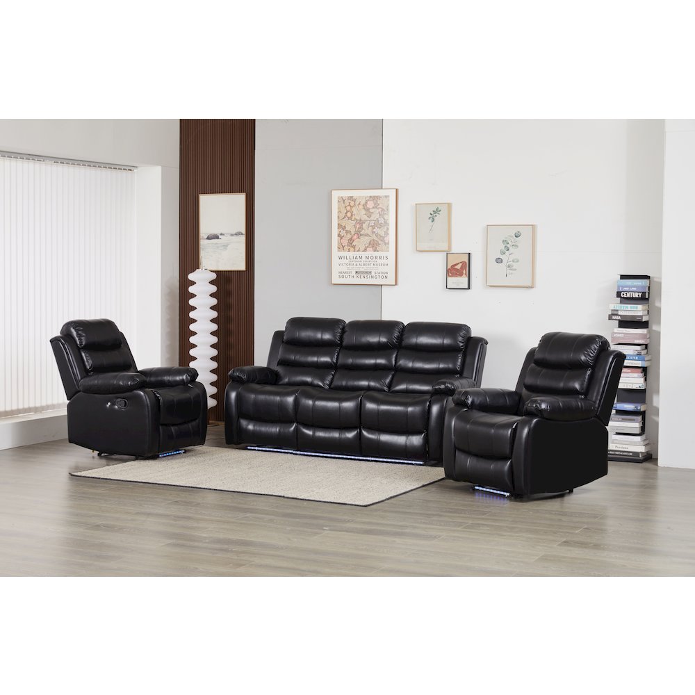 Faux Leather Manual Reclining Sofa Set – 3PC Home Theater Seating. Picture 1