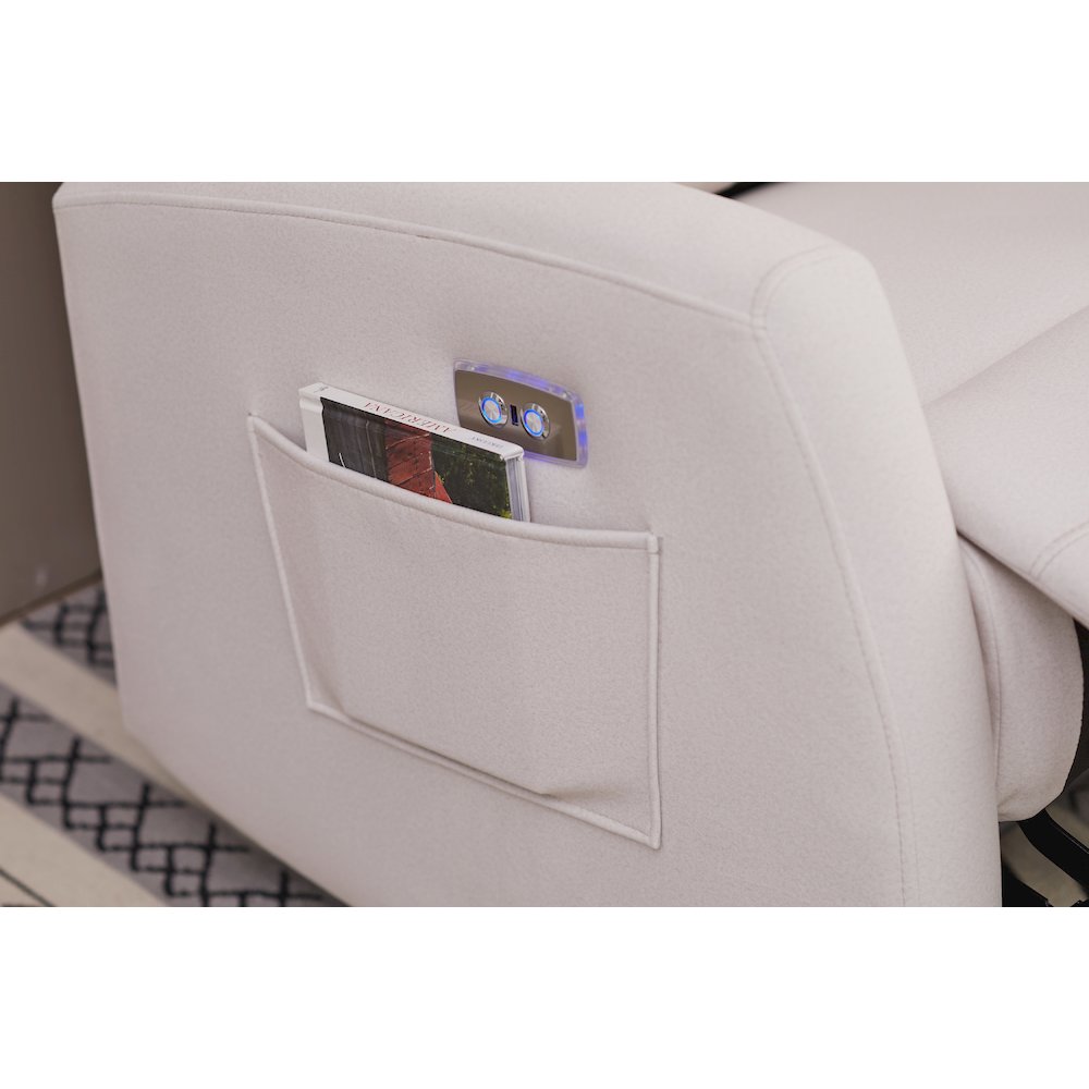 Kingway Arindel Fabric Power Recliner With USB in Beige. Picture 6