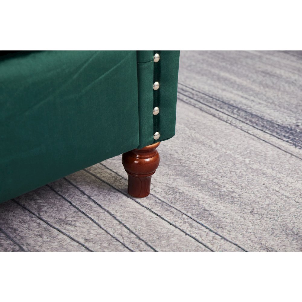 Kingway Furniture Avin Velvet Nail Head Livingroom Chair in Green. Picture 7