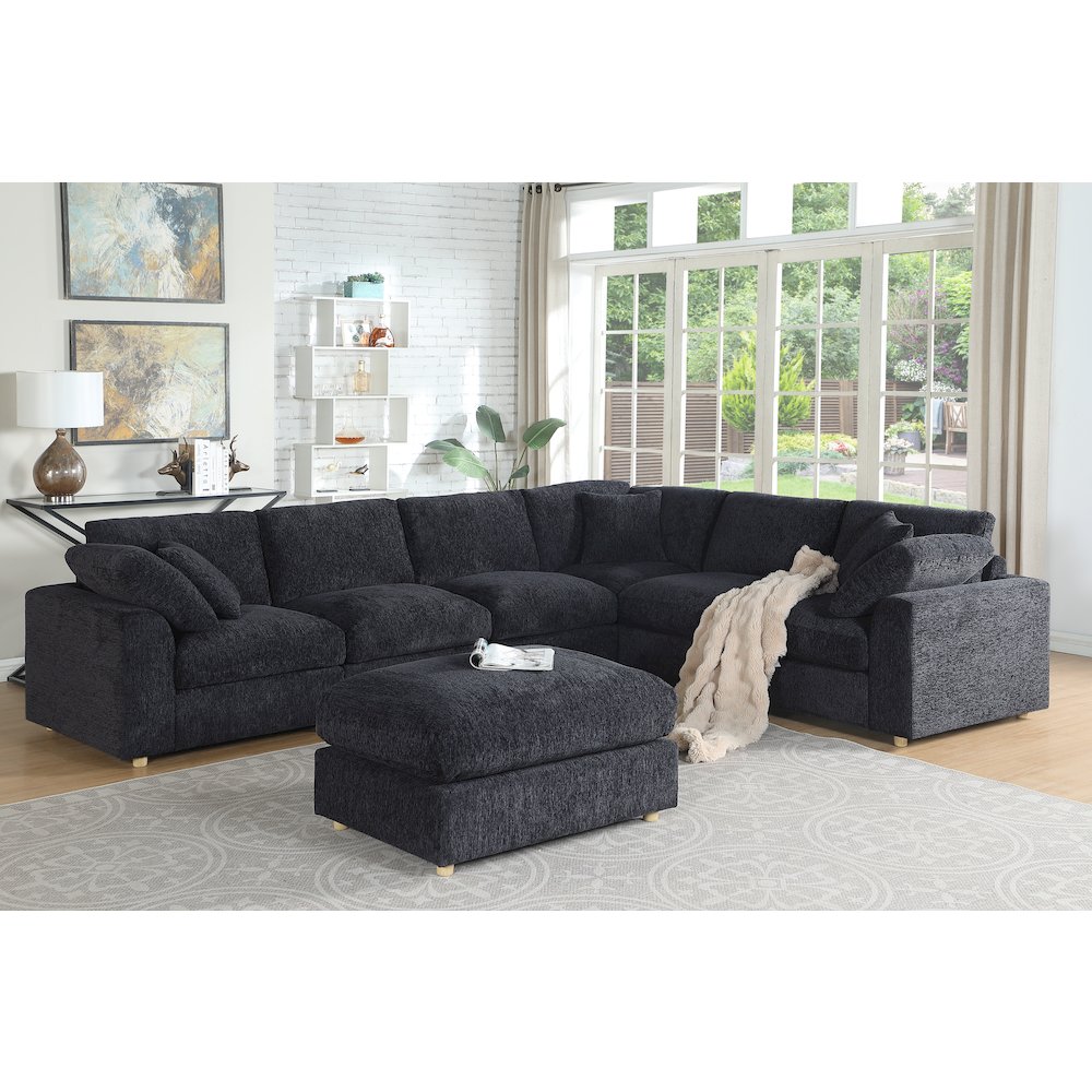 Luxury L-Shaped Modular Sectional Sofa with Ottoman. Picture 5