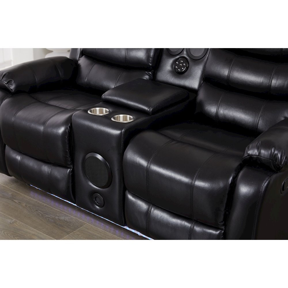 Faux Leather Manual Reclining Sofa Set – 2-Piece Home Theater Seating. Picture 4