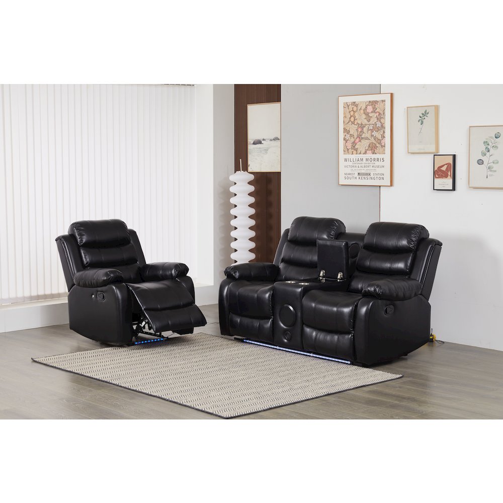 Faux Leather Manual Reclining Sofa Set – Two-Piece Home Theater Seating. Picture 2
