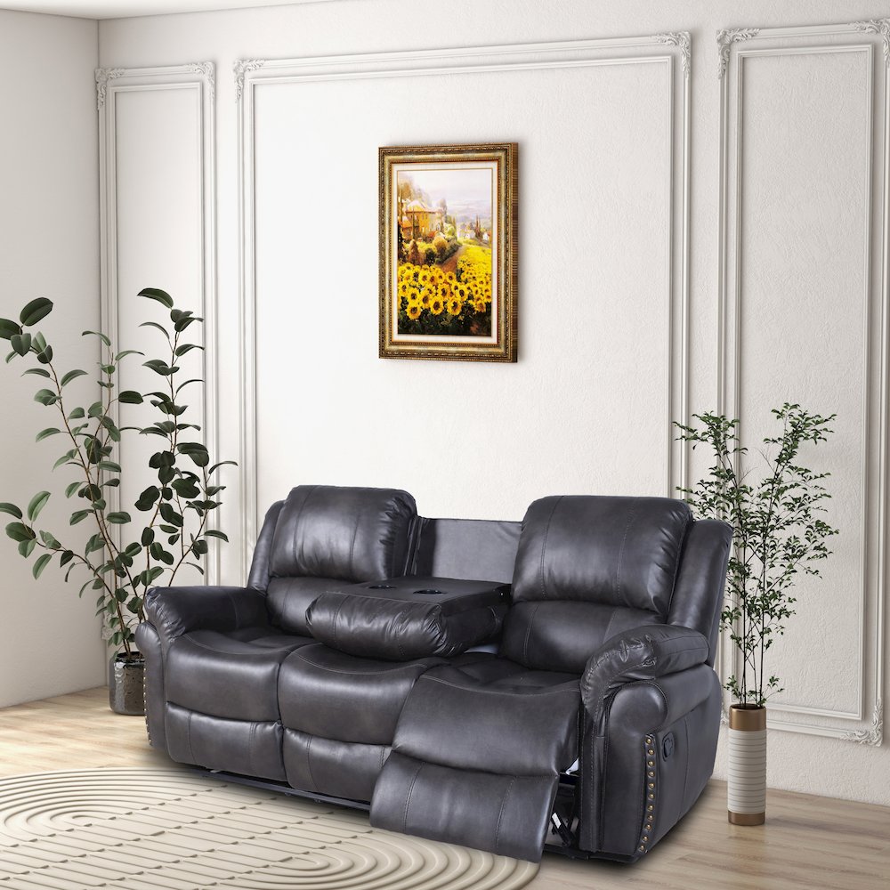 Dontiavion Faux Leather Living Room Sofa. Picture 2