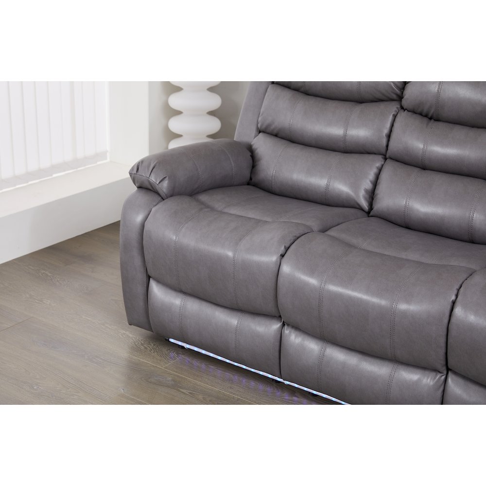 Faux Leather Manual Reclining Sofa Set – 3PC Home Theater Seating. Picture 5