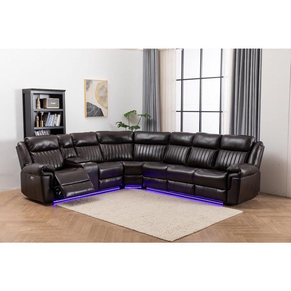 Raonne 3 - Piece Vegan Leather Power Reclining Sectional. Picture 3