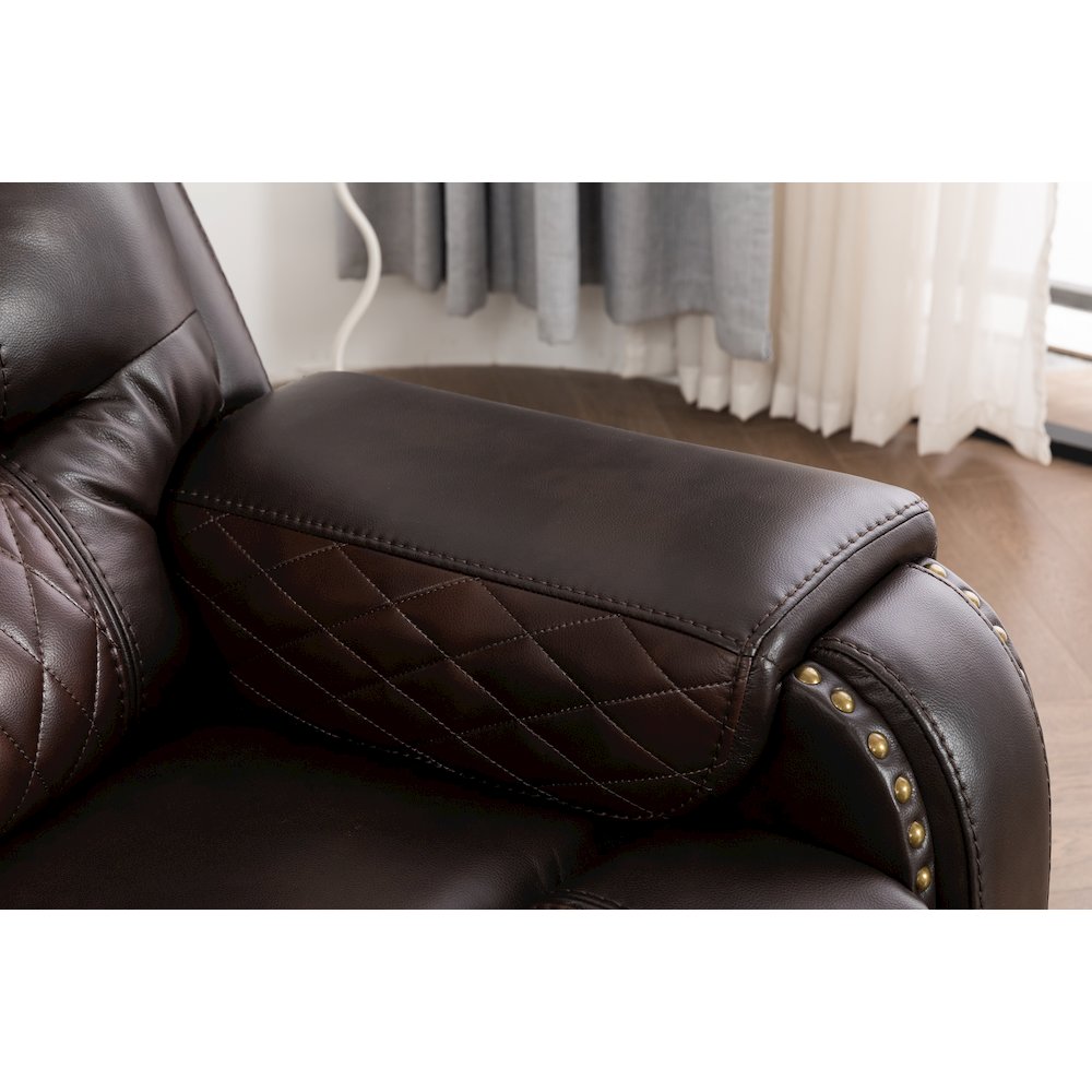 Ilyiano Two Tone Faux Leather Rocker Recliner In Brown. Picture 5