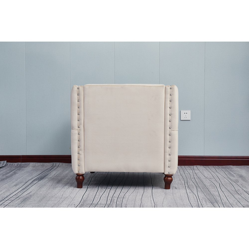 Kingway Furniture Avin Velvet Nail Head Livingroom Chair in Beige. Picture 3
