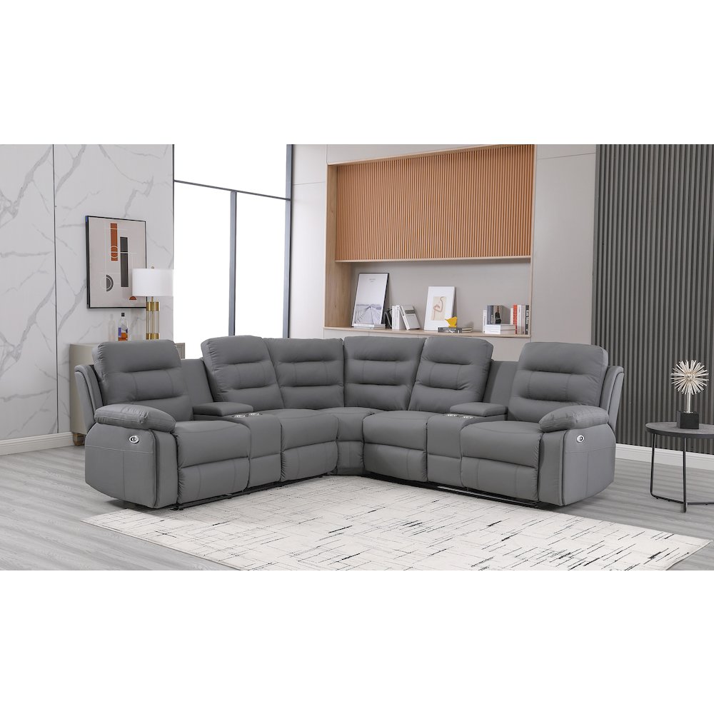 Modern Reclining Sectional Sofa with Cup Holders & Storage. Picture 6
