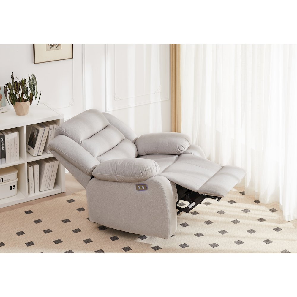 Kingway Adrien Fabric Power Recliner With USB in Gray. Picture 2