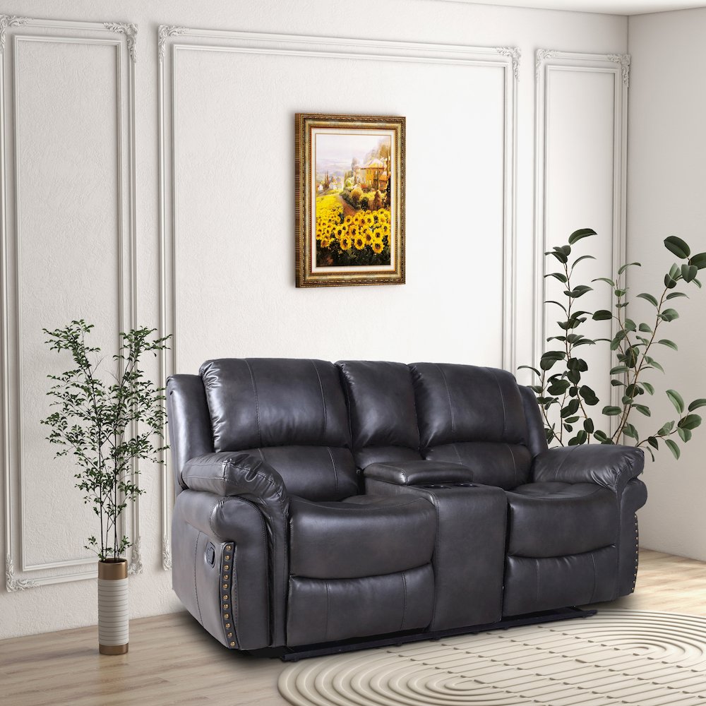 Dontiavion Faux Leather Living Room Loveseat. Picture 2