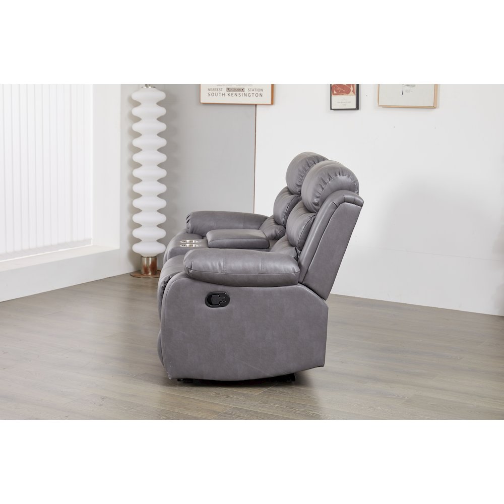 Faux Leather Manual Reclining Sofa Set – Three-Piece Home Theater Seating. Picture 2
