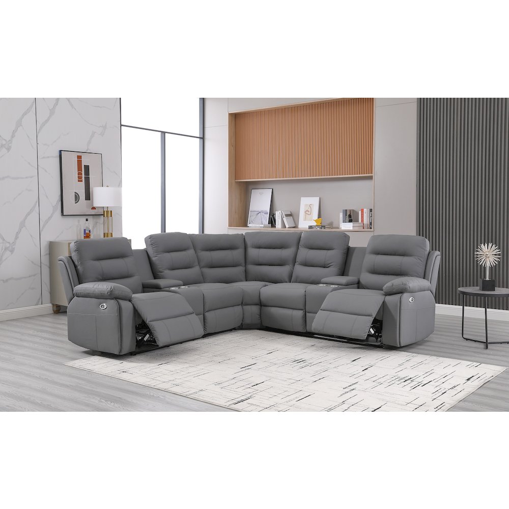 Modern Reclining Sectional Sofa with Cup Holders & Storage. Picture 3