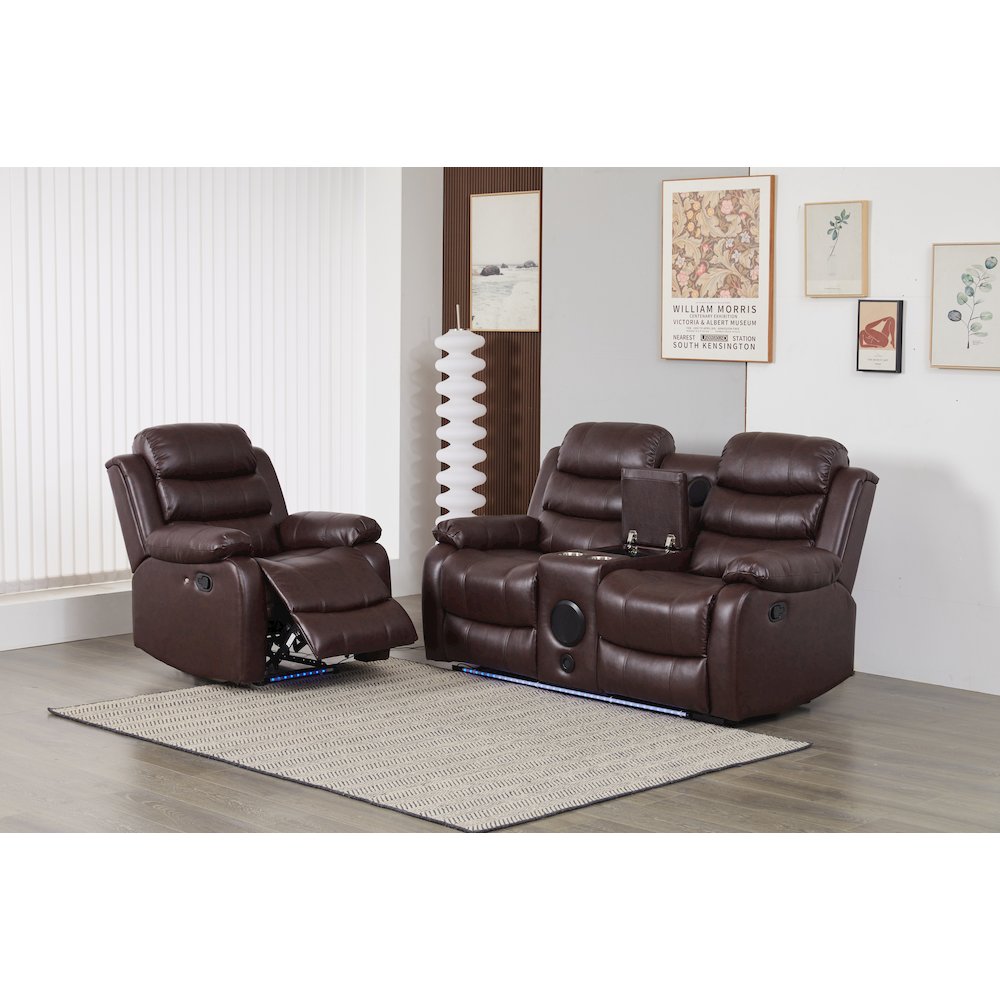Faux Leather Manual Reclining Sofa Set – Two-Piece Home Theater Seating. Picture 2