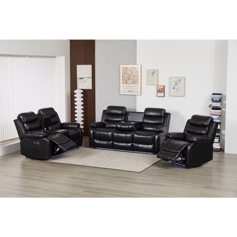 Faux Leather Manual Reclining Sofa Set – 3-Piece Home Theater Seating. Picture 2