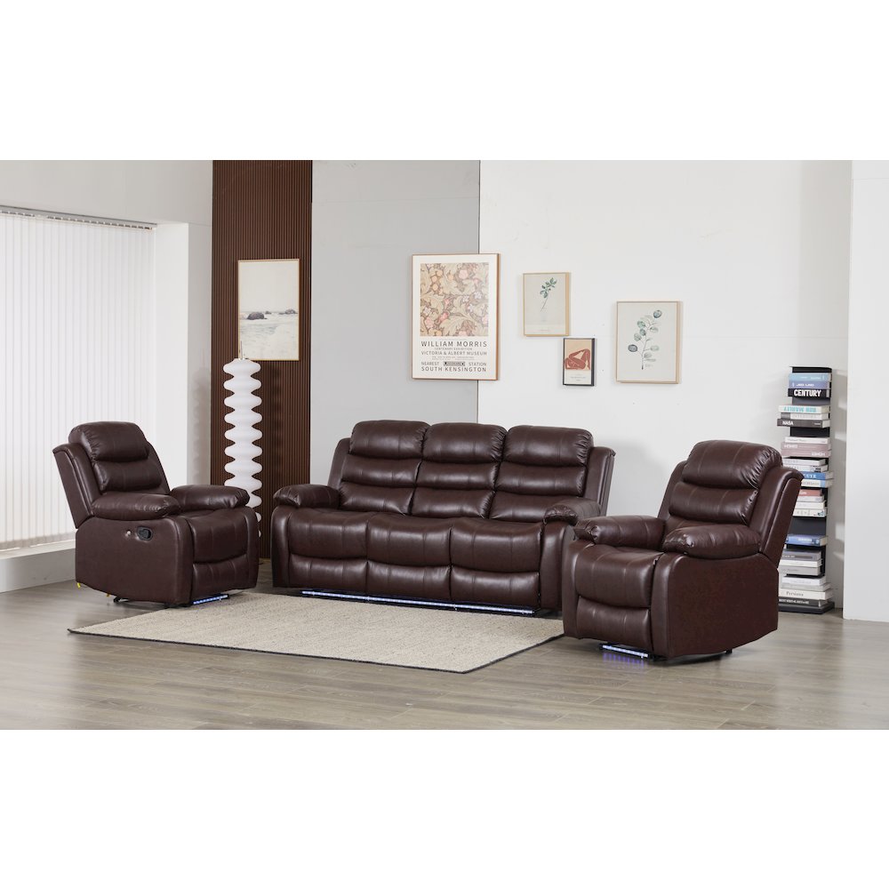 Faux Leather Manual Reclining Sofa Set – 3PC Home Theater Seating. Picture 1