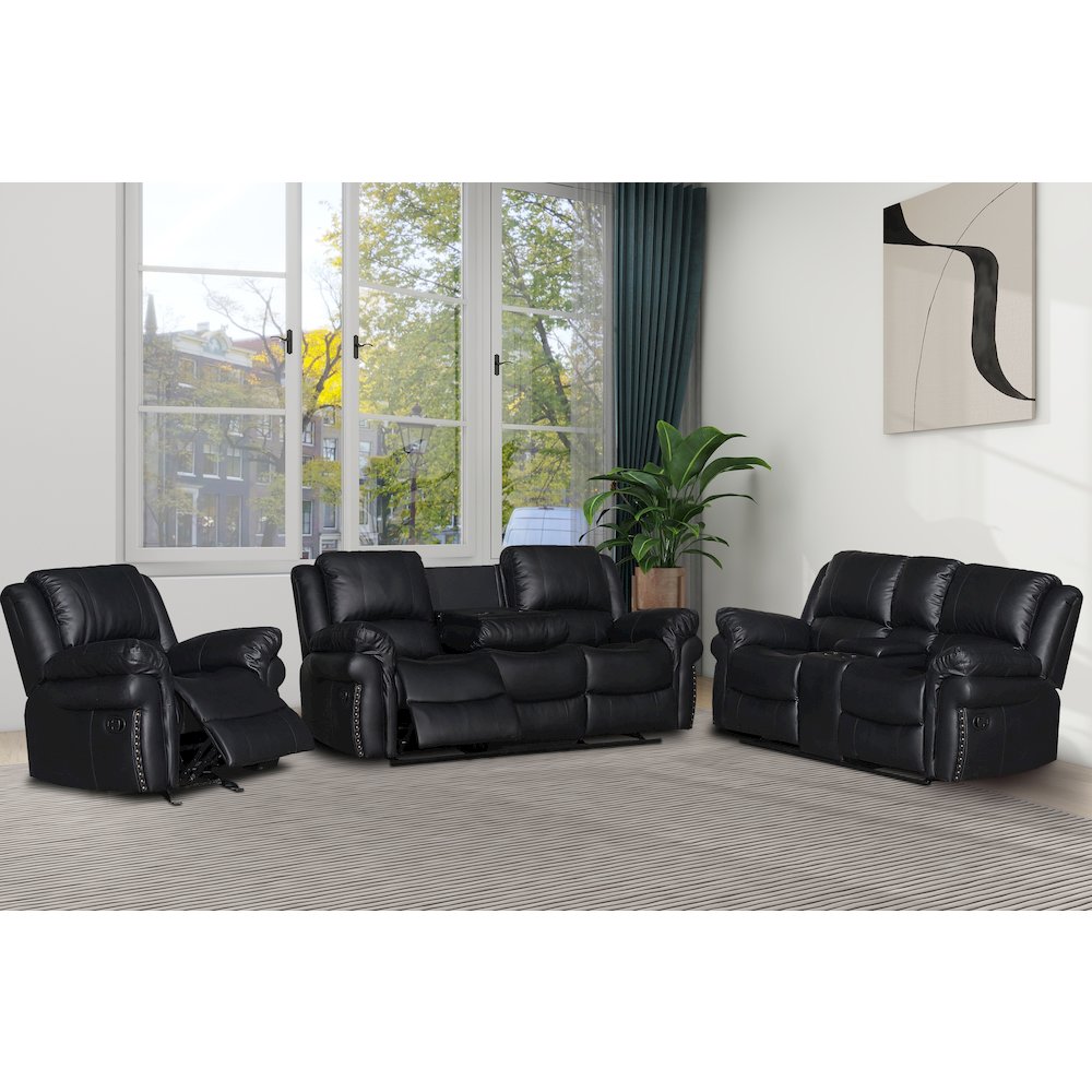 Dontiavion 3-Piece Faux Leather Living Room Set. Picture 2