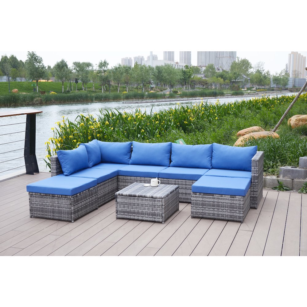 101'' Wicker Outdoor Patio Sectional. Picture 4