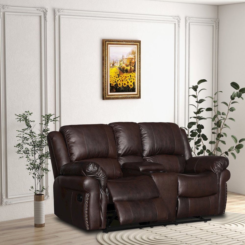 Dontiavion Faux Leather Living Room Loveseat. Picture 2
