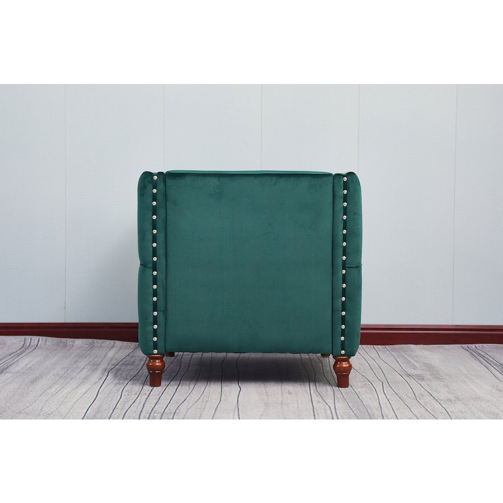 Kingway Furniture Avin Velvet Nail Head Livingroom Chair in Green. Picture 3