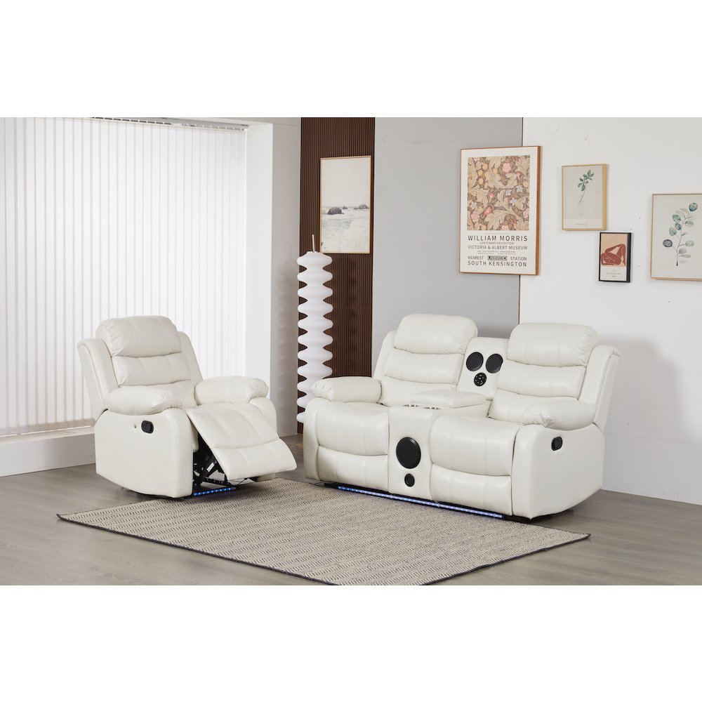 Faux Leather Manual Reclining Sofa Set – Two-Piece Home Theater Seating. Picture 2