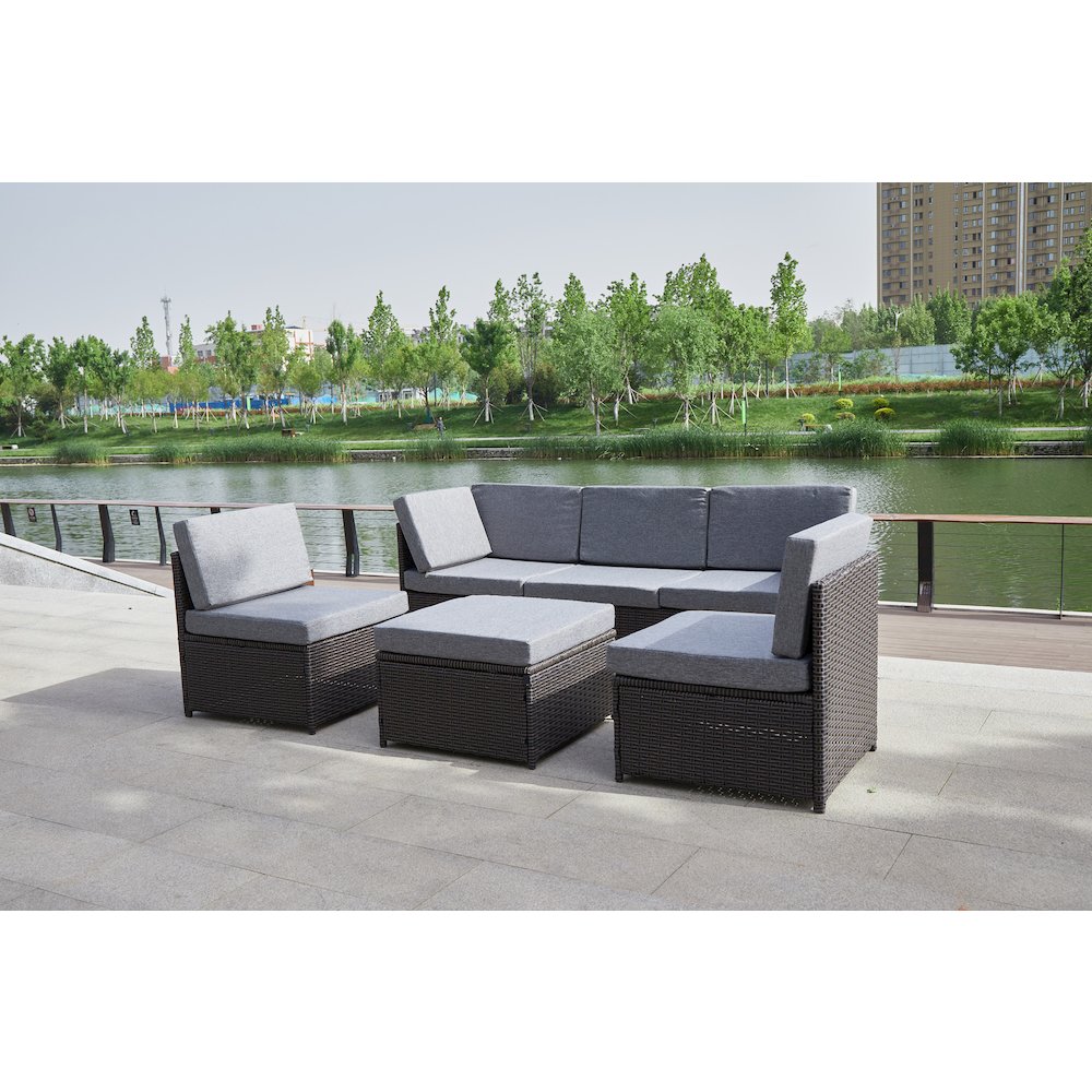 4-Piece Wicker Patio Furniture Sets Outdoor Sectional Sofa Set Sectional. Picture 10