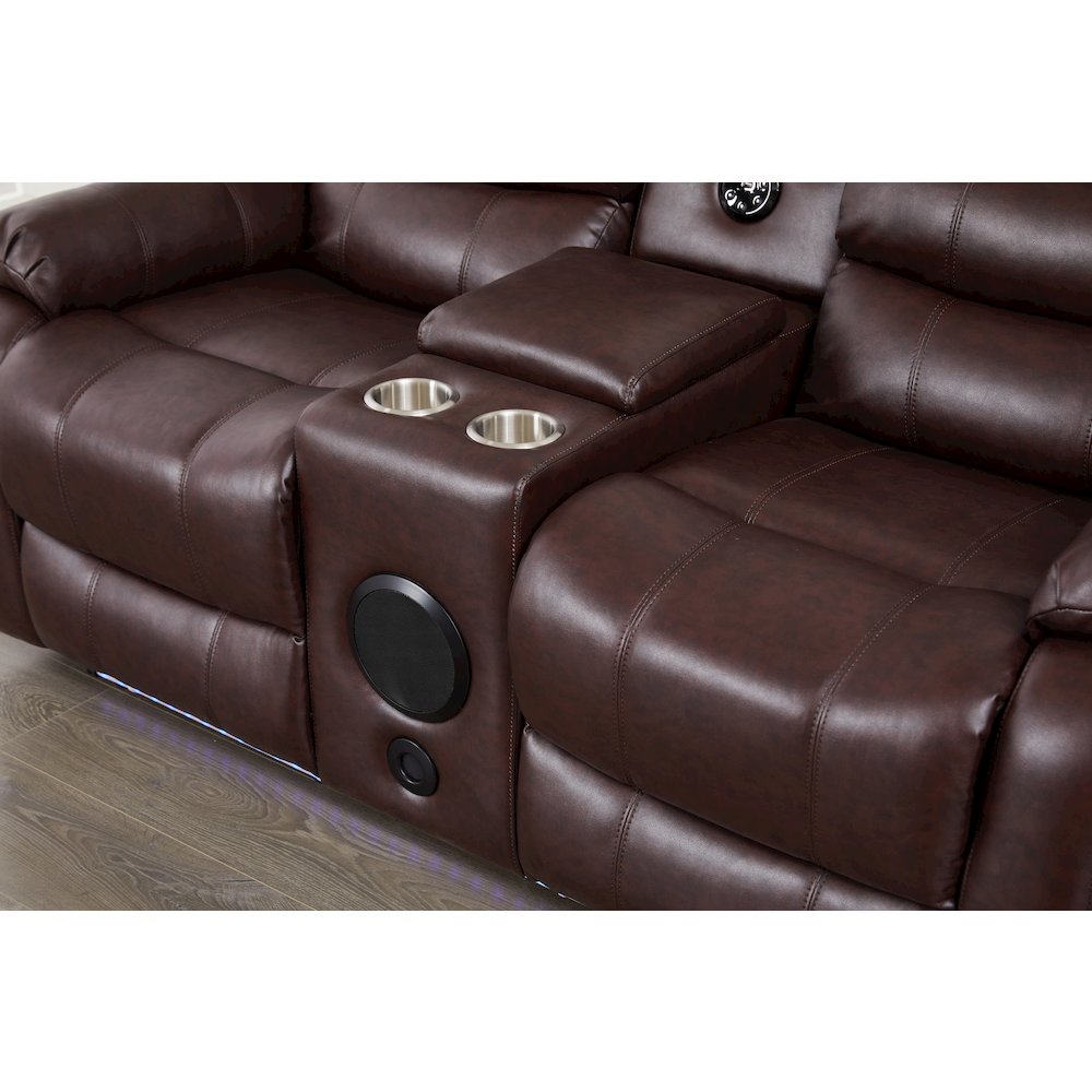 Faux Leather Manual Reclining Sofa Set – 3-Piece Home Theater Seating. Picture 4