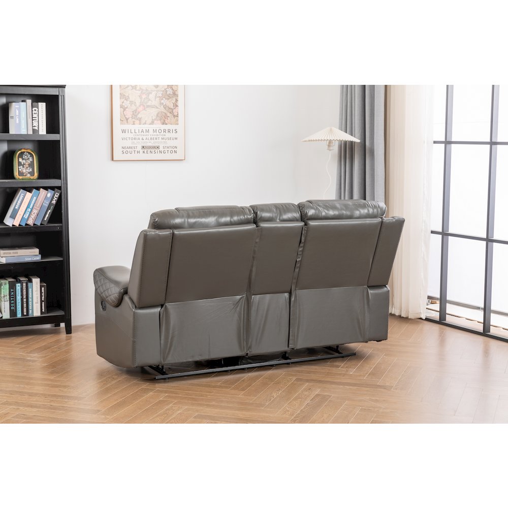 Ilyiano Two Tone Faux Leather Livingroom Reclining Loveseat In Gray. Picture 8