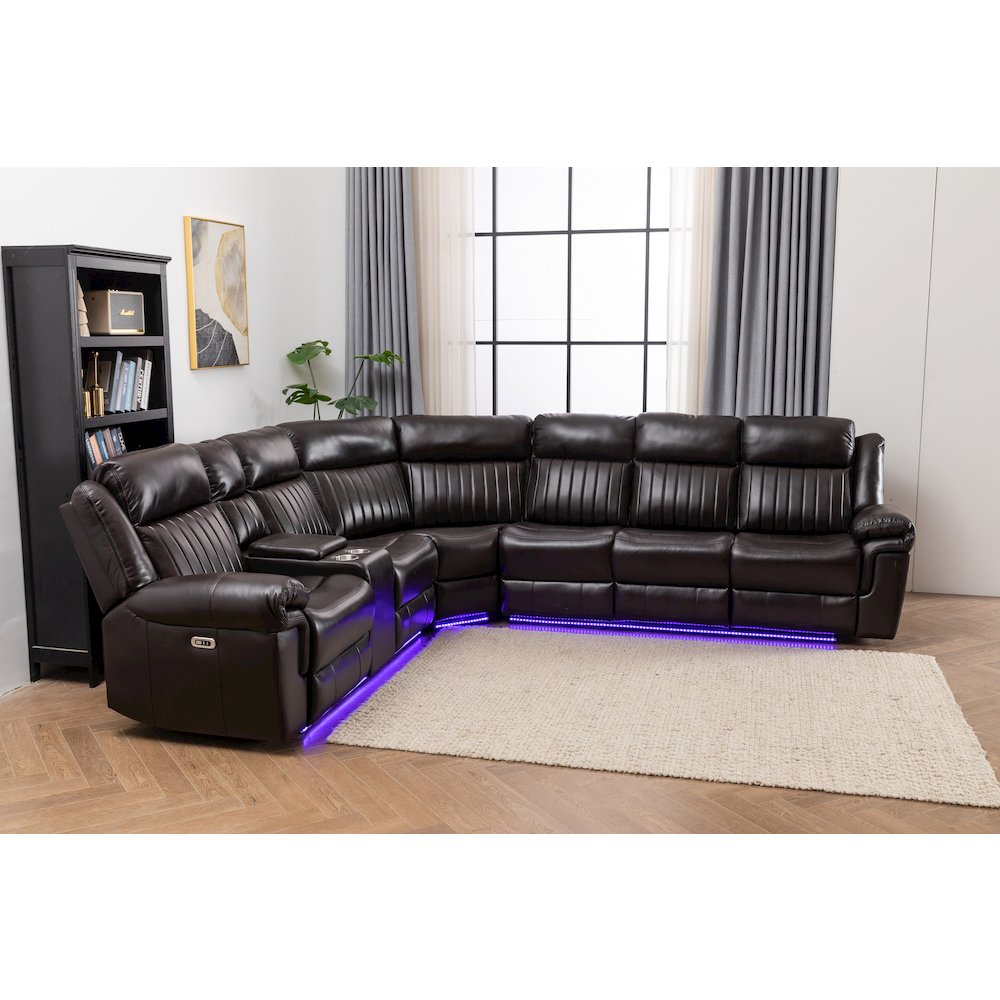 Raonne 3 - Piece Vegan Leather Power Reclining Sectional. Picture 2