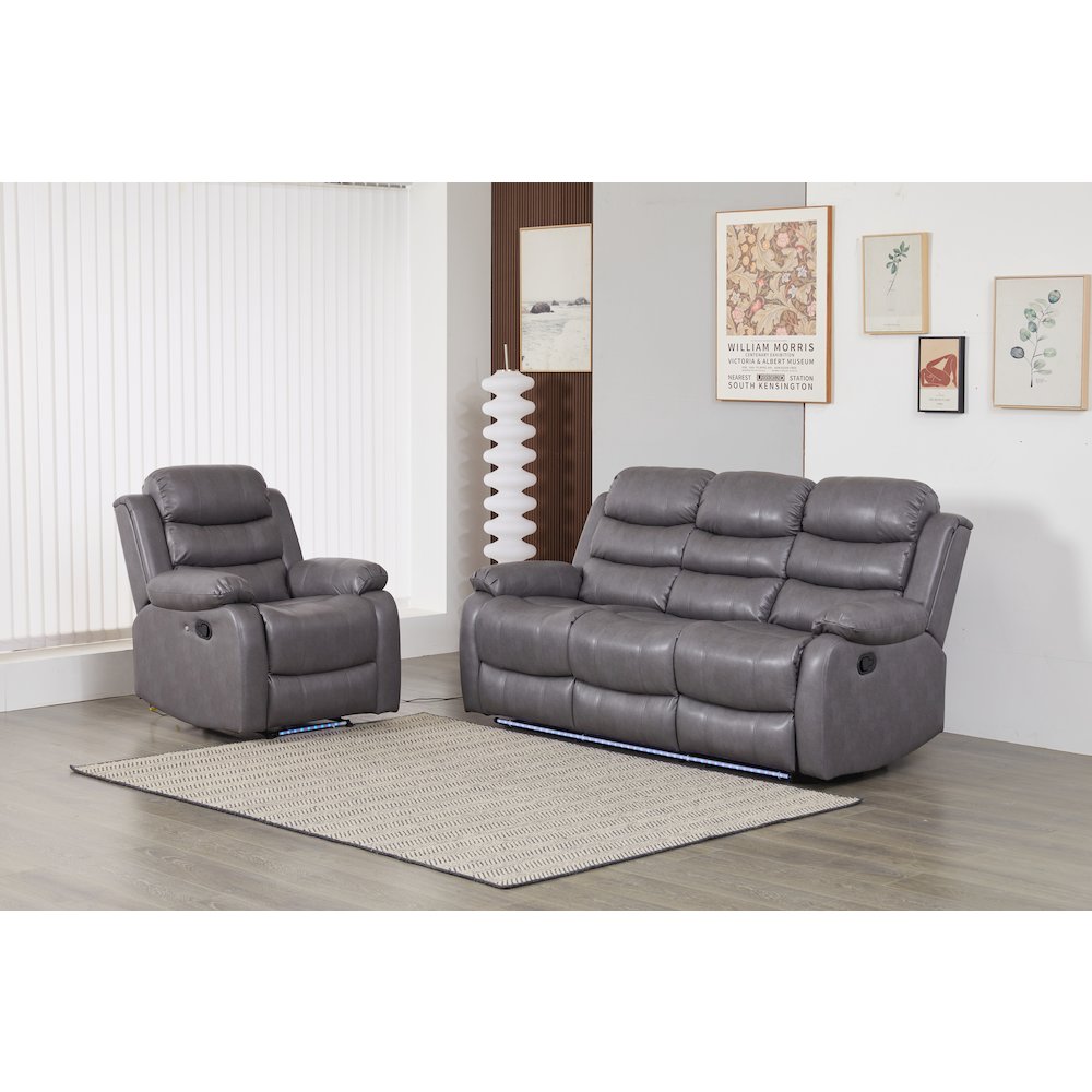 Faux Leather Manual Reclining Sofa Set – 2PC Home Theater Seating. Picture 1